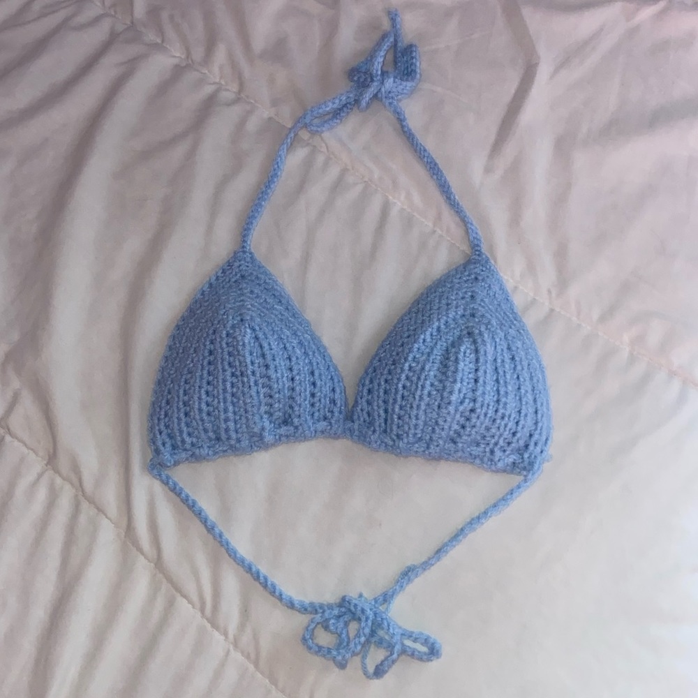 BLUE CROCHET BRALETTE